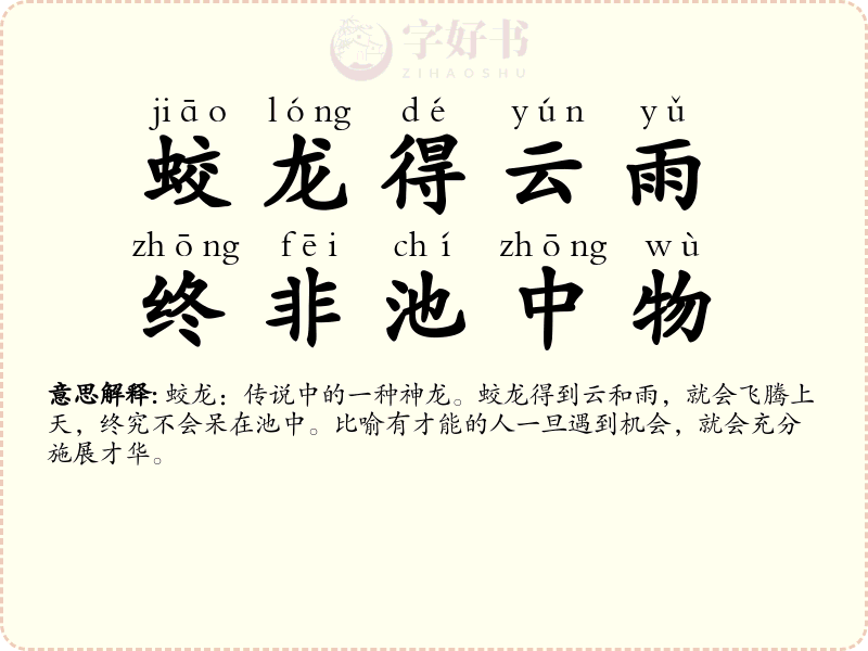 蛟龙得云雨，终非池中物