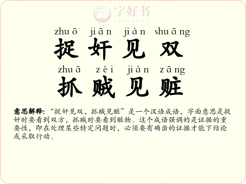 捉奸见双，抓贼见赃