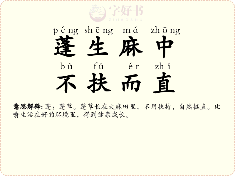 蓬生麻中，不扶而直