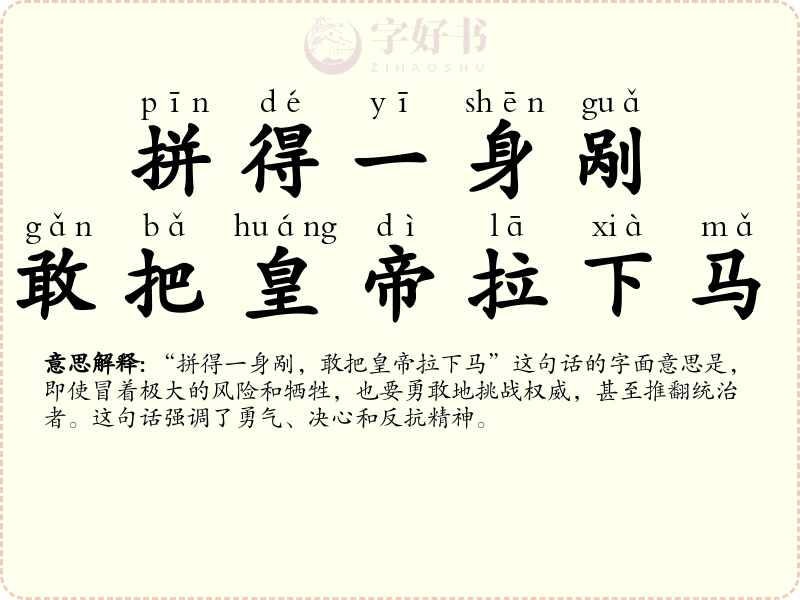 拼得一身剐，敢把皇帝拉下马