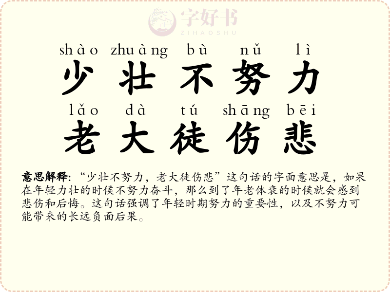 少壮不努力，老大徒伤悲