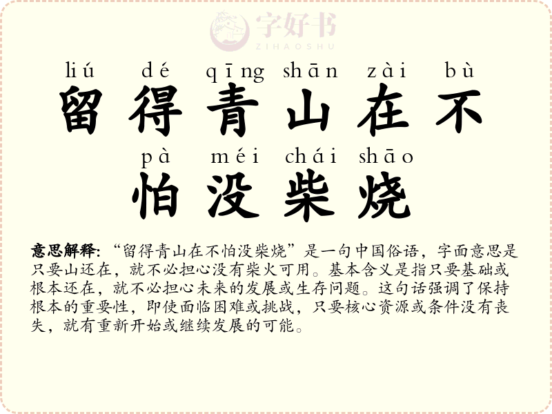 留得青山在不怕没柴烧