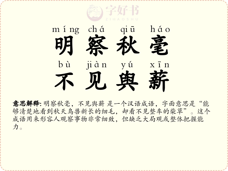 明察秋毫，不见舆薪