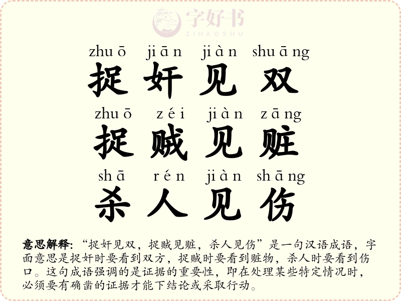 捉奸见双，捉贼见赃，杀人见伤