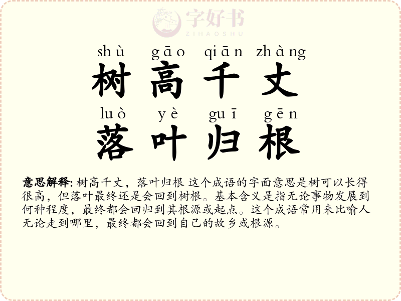 树高千丈，落叶归根