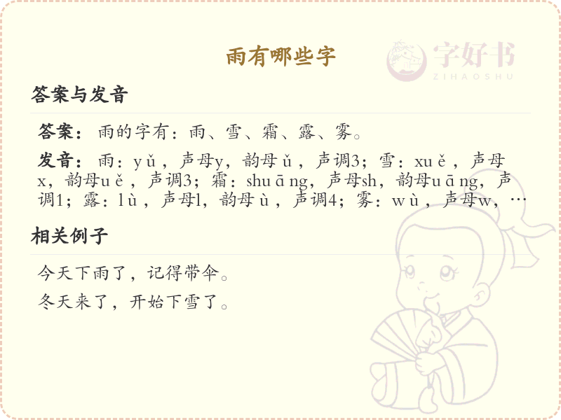 雨字大全：含雨字的汉字解析与学习