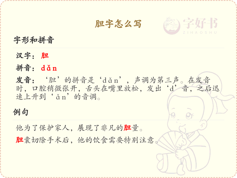 胆的笔顺怎么写？这份胆字笔顺详解，助你正确书写汉字_汉字笔顺学习