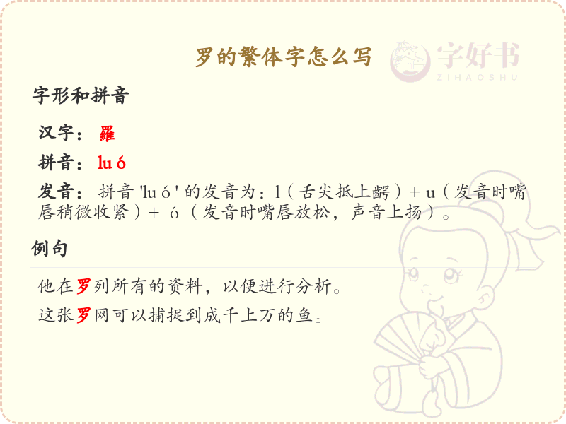 罗的繁体字怎么写？这份罗字繁体详解，助你正确书写汉字_汉字繁体学习