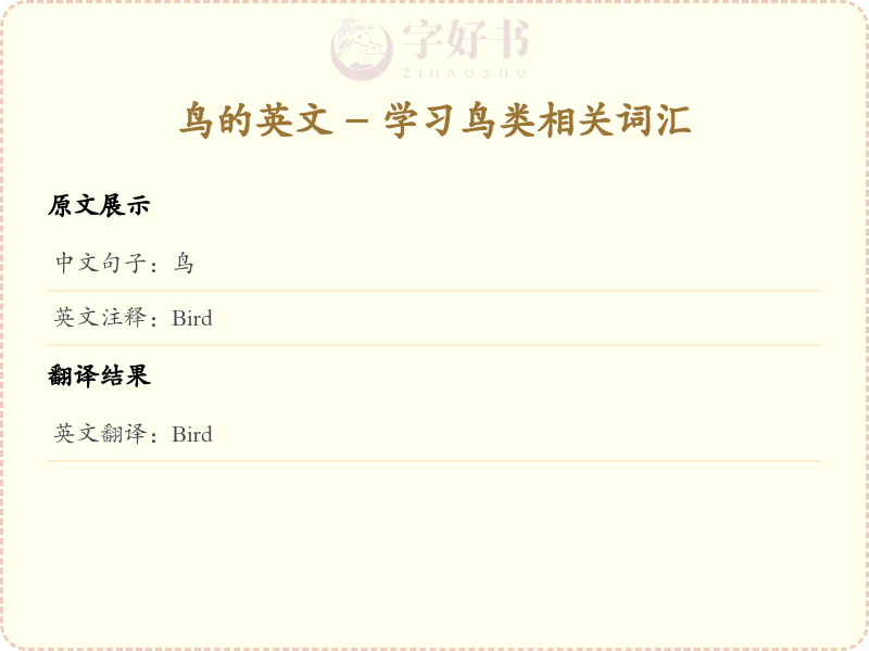 鸟的英文