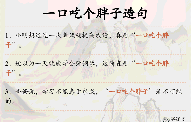 一口吃个胖子